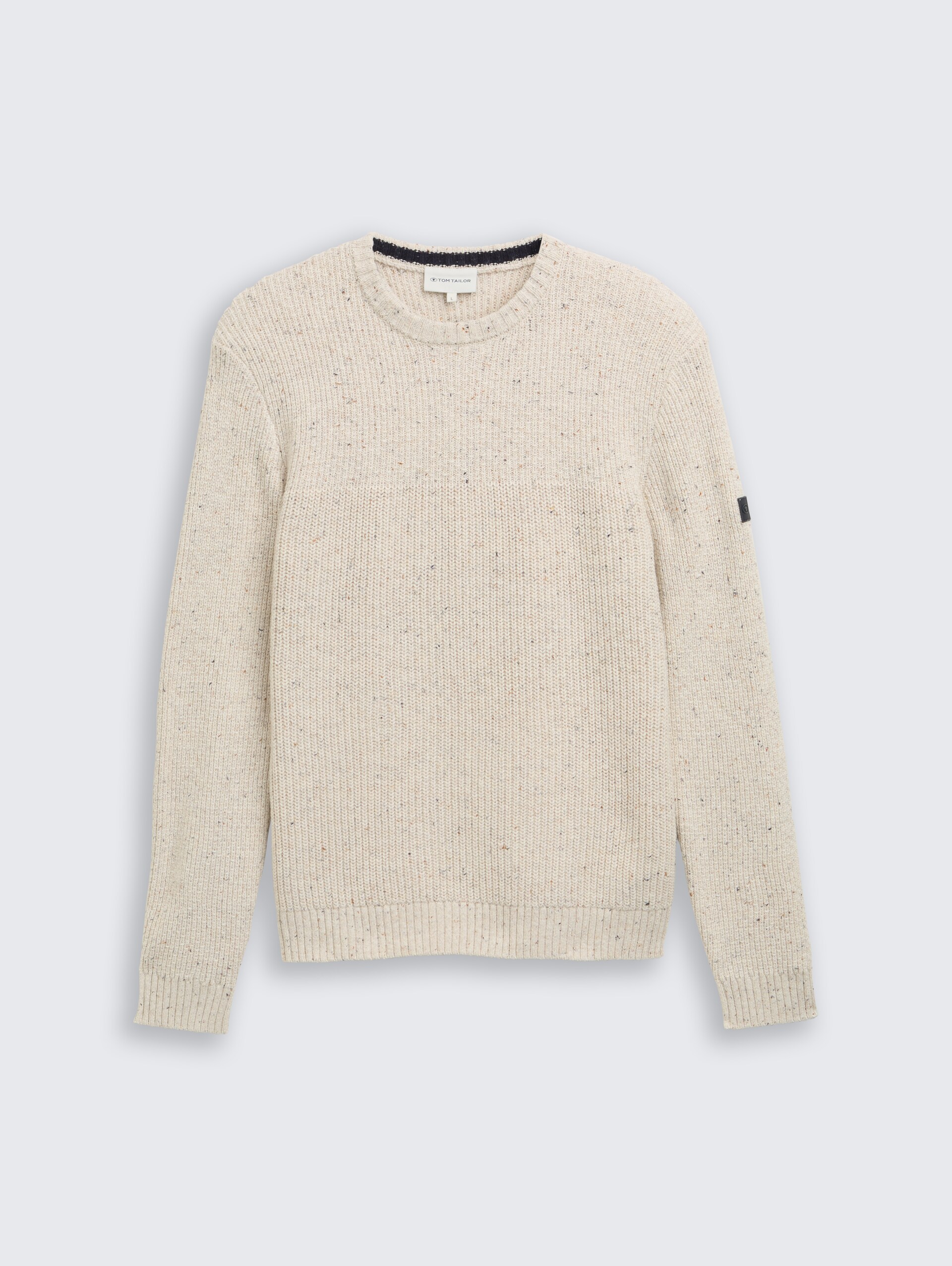 Strickpullover mit Strukturmix - offwhite melange multi neps