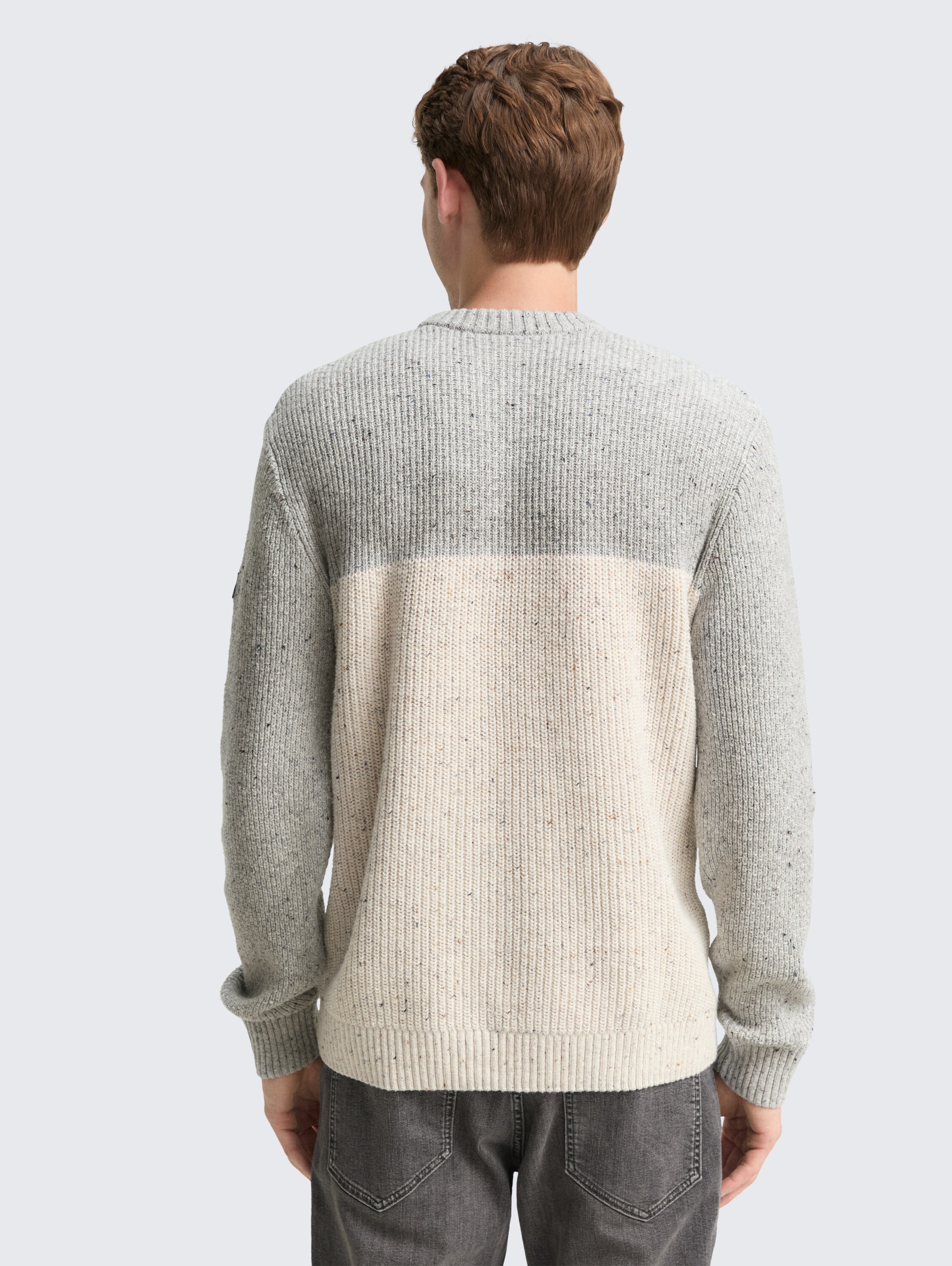 Strickpullover mit Strukturmix - grey_offwhite_nep_colorblock - 