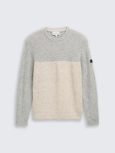 Strickpullover mit Strukturmix - grey offwhite nep colorblock