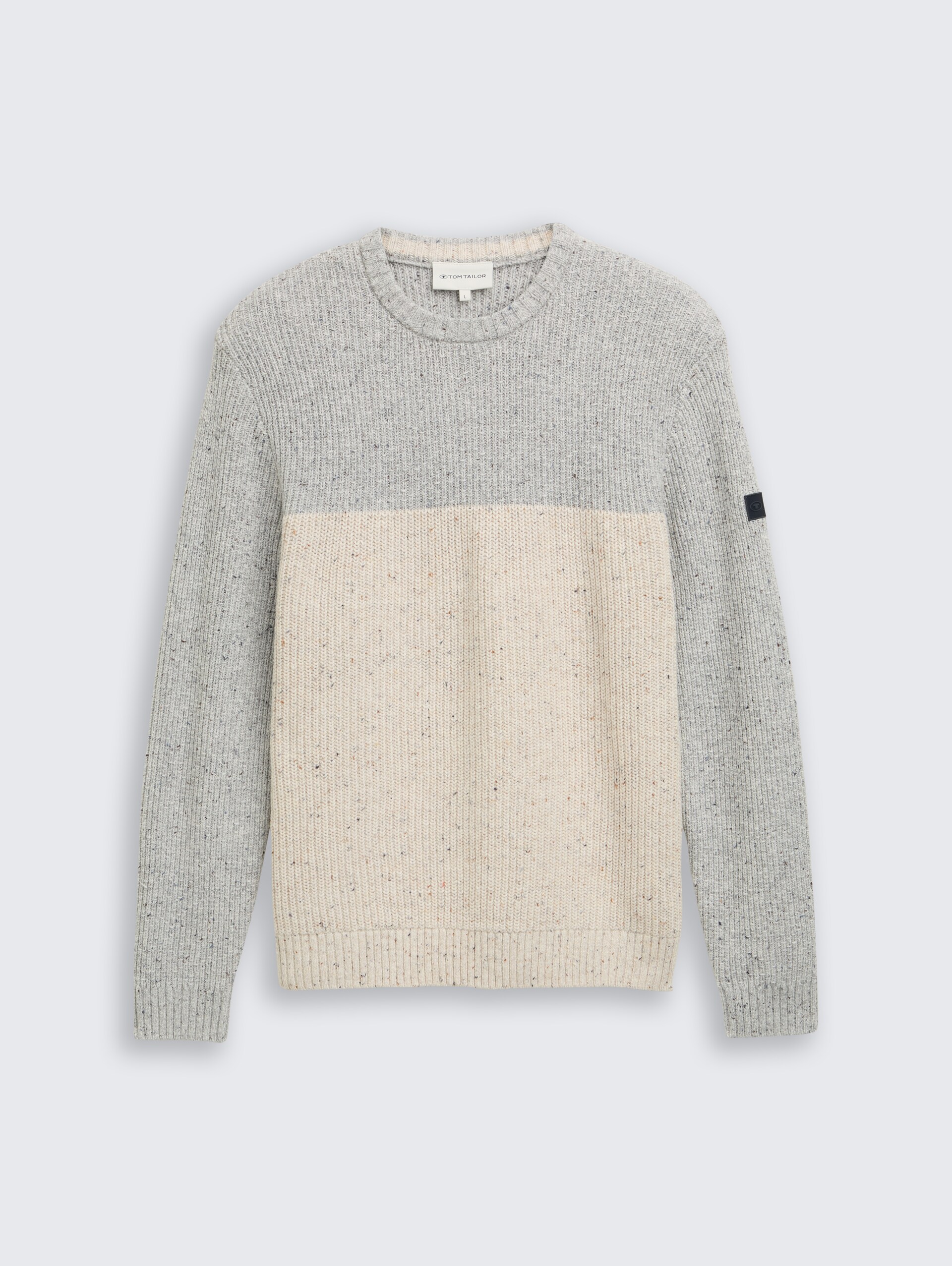 Strickpullover mit Strukturmix - grey offwhite nep colorblock
