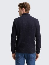 Troyer Strickpullover mit Strukturmix - navy melange multi neps