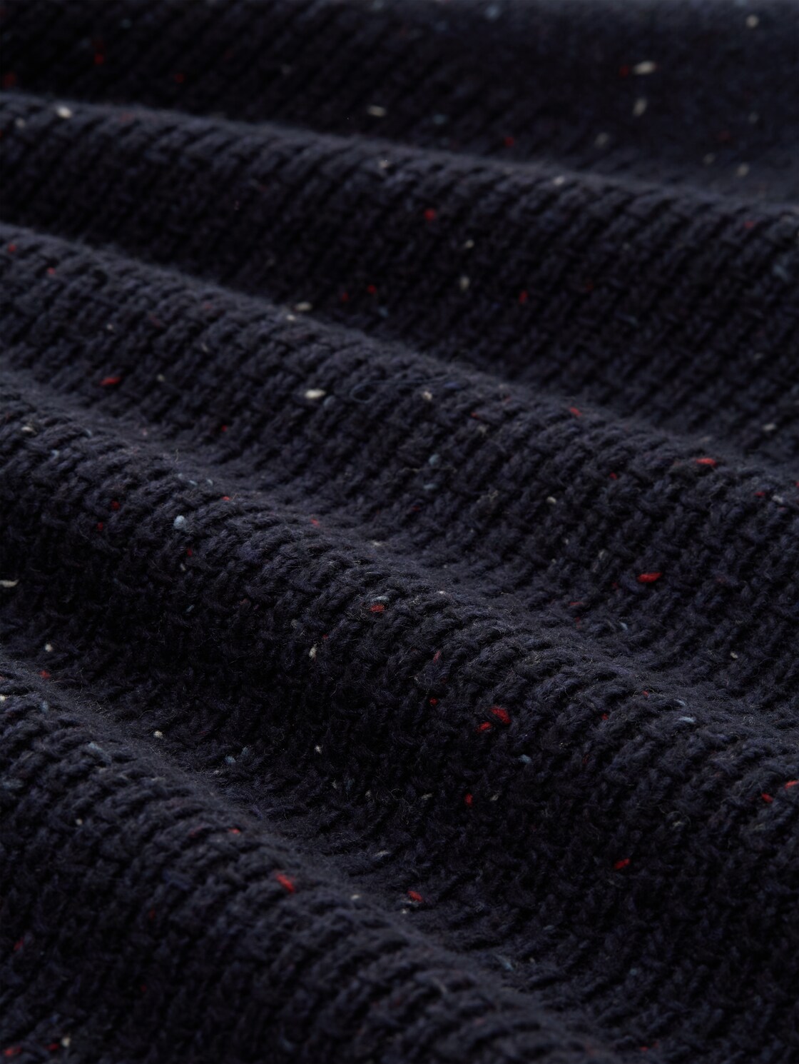 Troyer Strickpullover mit Strukturmix - navy melange multi neps - Material-Ansicht