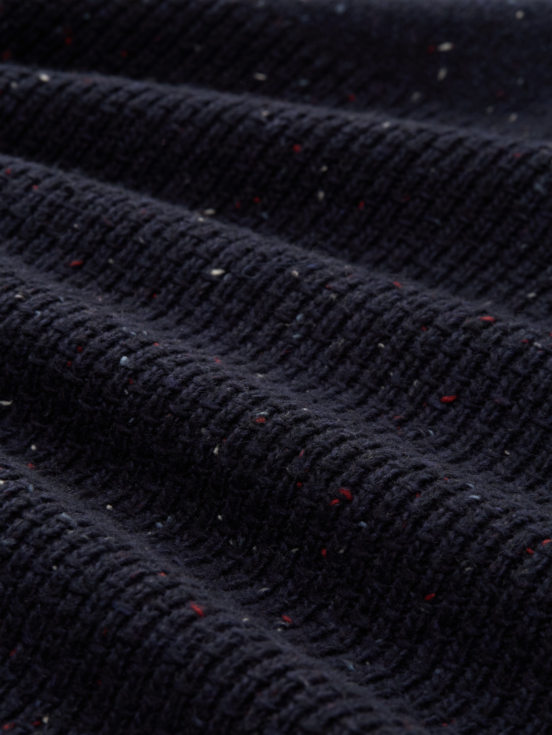 Troyer knitted jumper with mixed textures - navy melange multi neps - Material view