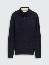 Troyer Strickpullover mit Strukturmix - navy melange multi neps