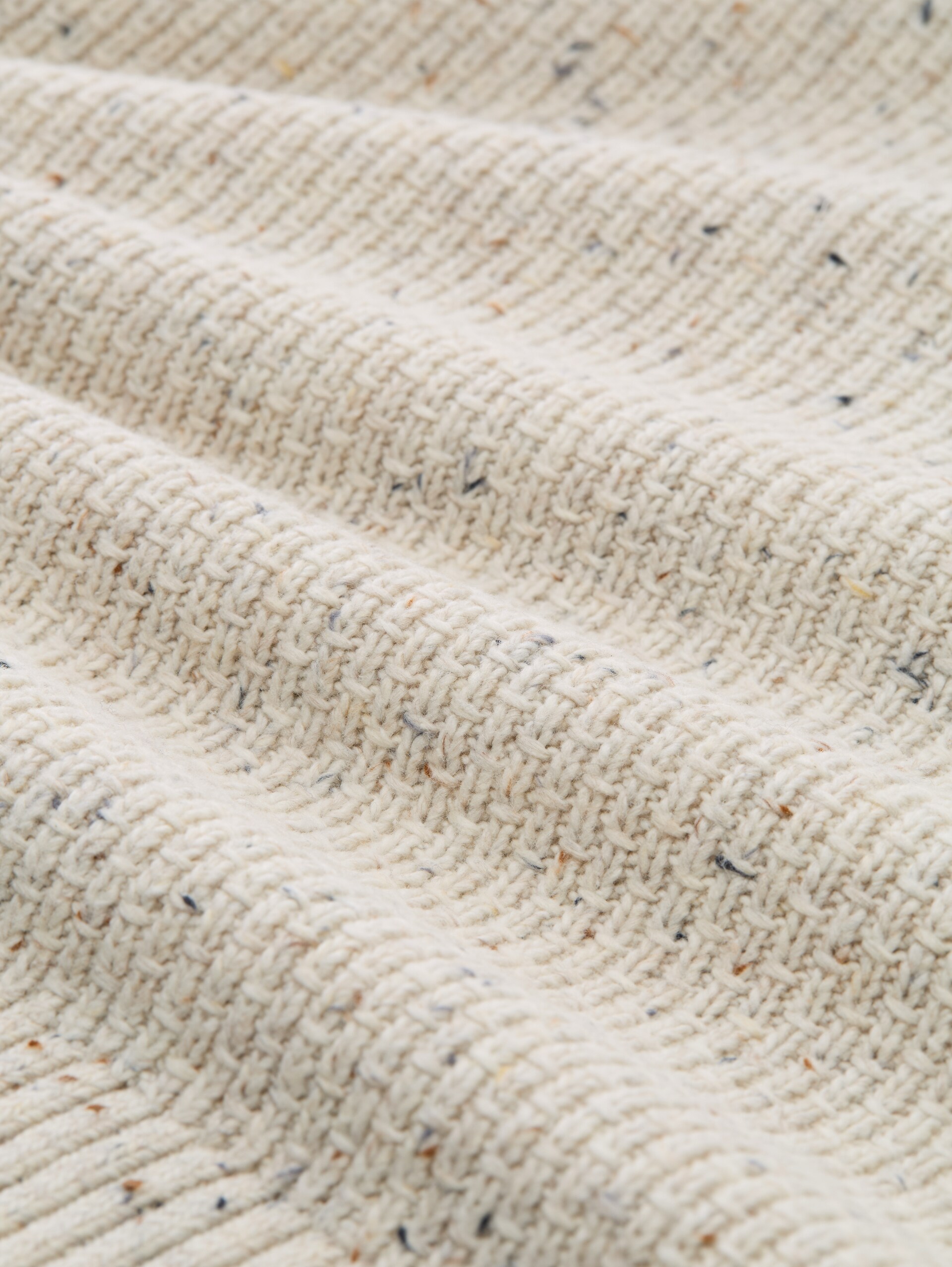 Troyer Strickpullover mit Strukturmix - offwhite melange multi neps - Material-Ansicht
