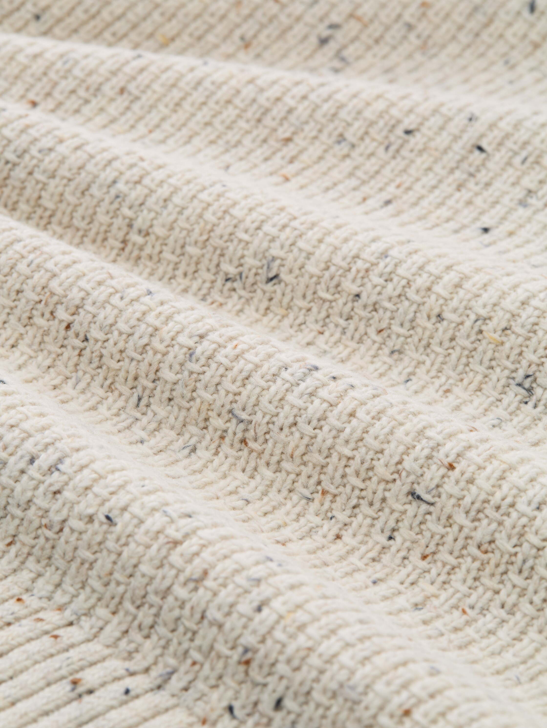 Troyer knitted jumper with mixed textures - offwhite_melange_multi_neps - 