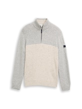 Nicht ausgewählt, Troyer Strickpullover mit Strukturmix von , weiß