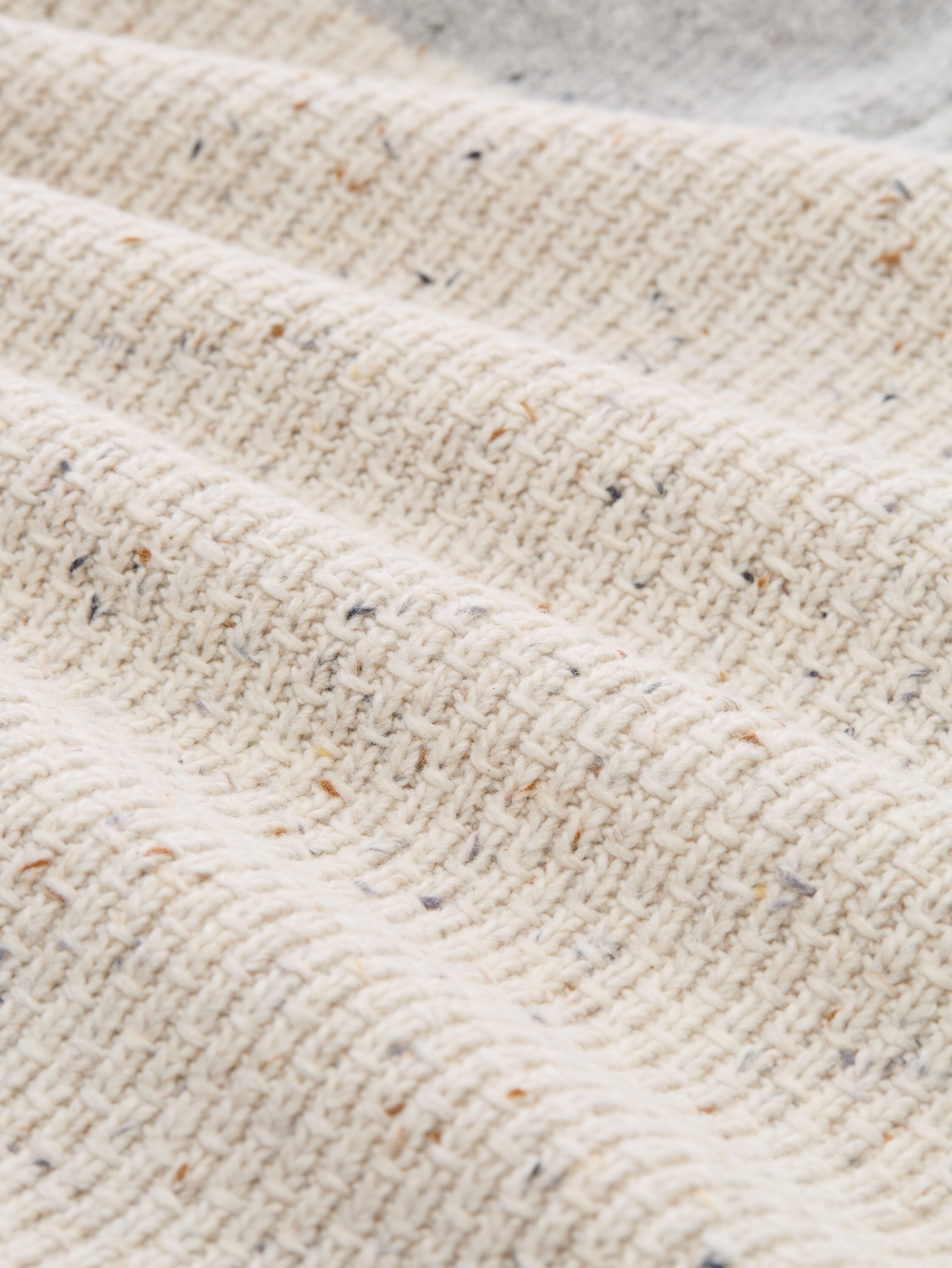 Troyer gebreide trui met mix van structuren - grey_offwhite_nep_colorblock - 