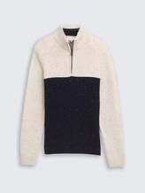 Troyer Strickpullover mit Strukturmix - offwhite navy color block