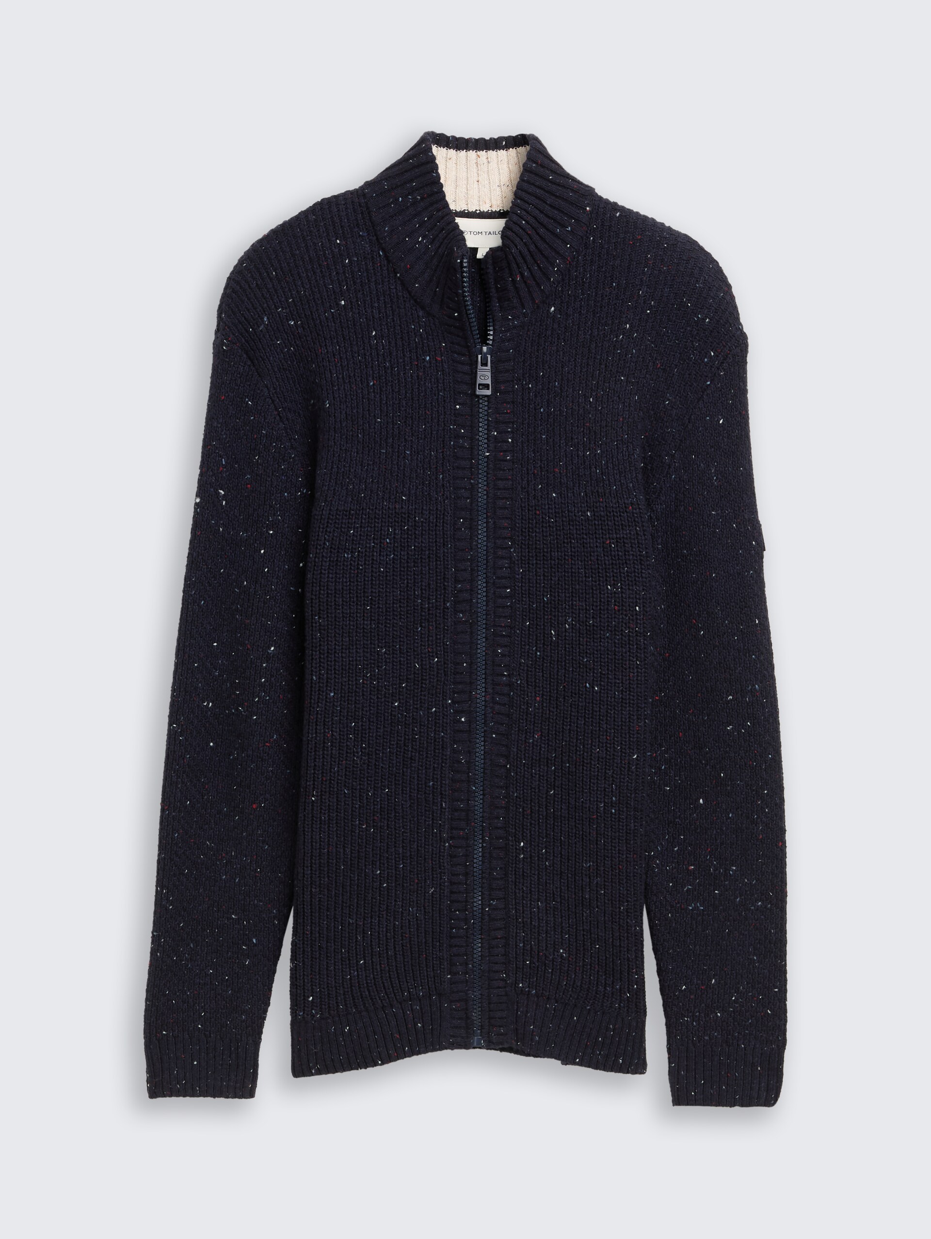Strickjacke mit Strukturmix - navy melange multi neps