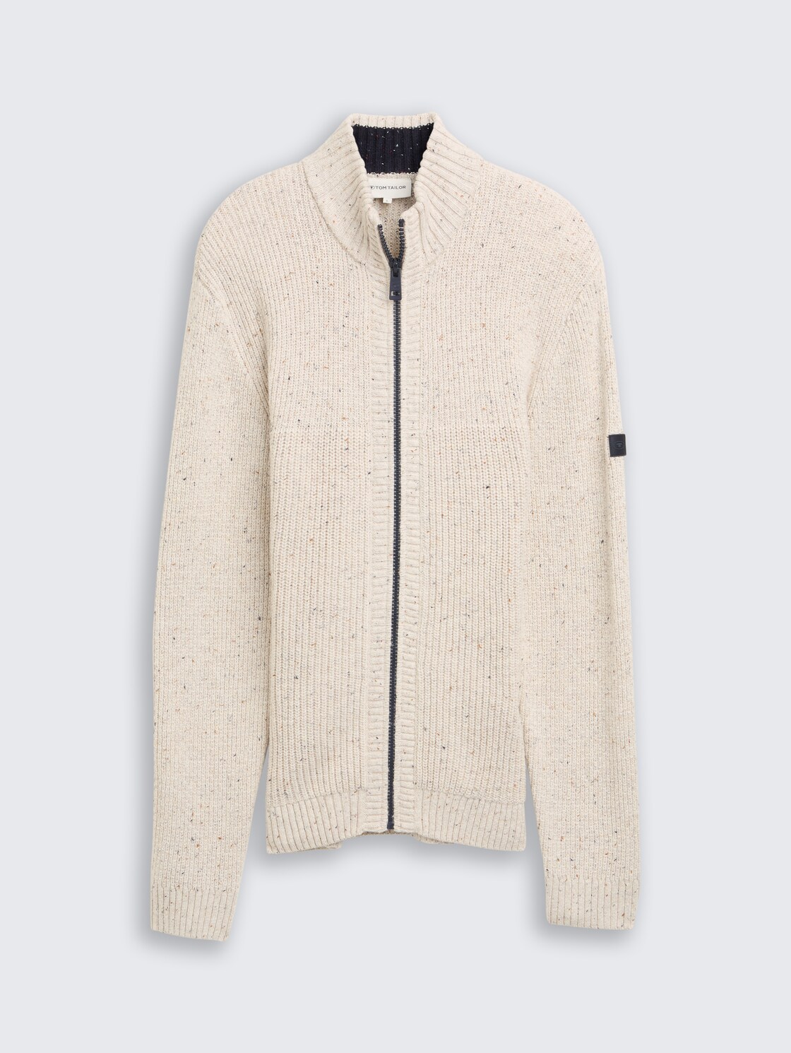 Cardigan with mixed textures - offwhite melange multi neps