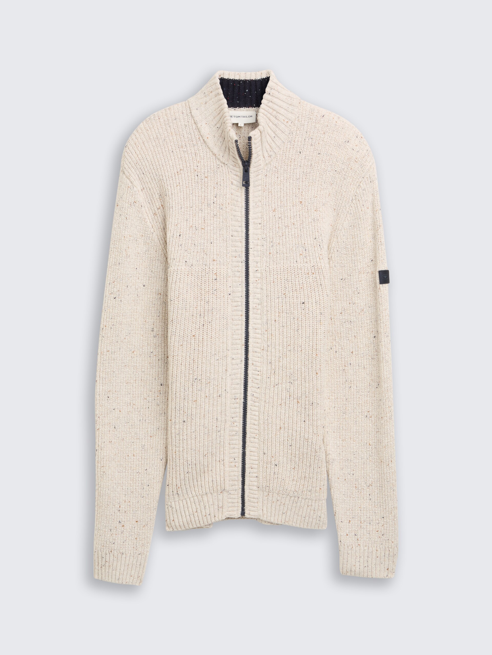 Strickjacke mit Strukturmix - offwhite melange multi neps