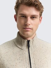 Strickjacke mit Strukturmix - offwhite melange multi neps - Detail-Model-Ansicht
