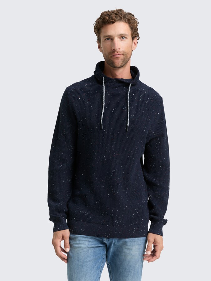 Snood Strickpullover in Melange-Optik von Men, navy melange neps