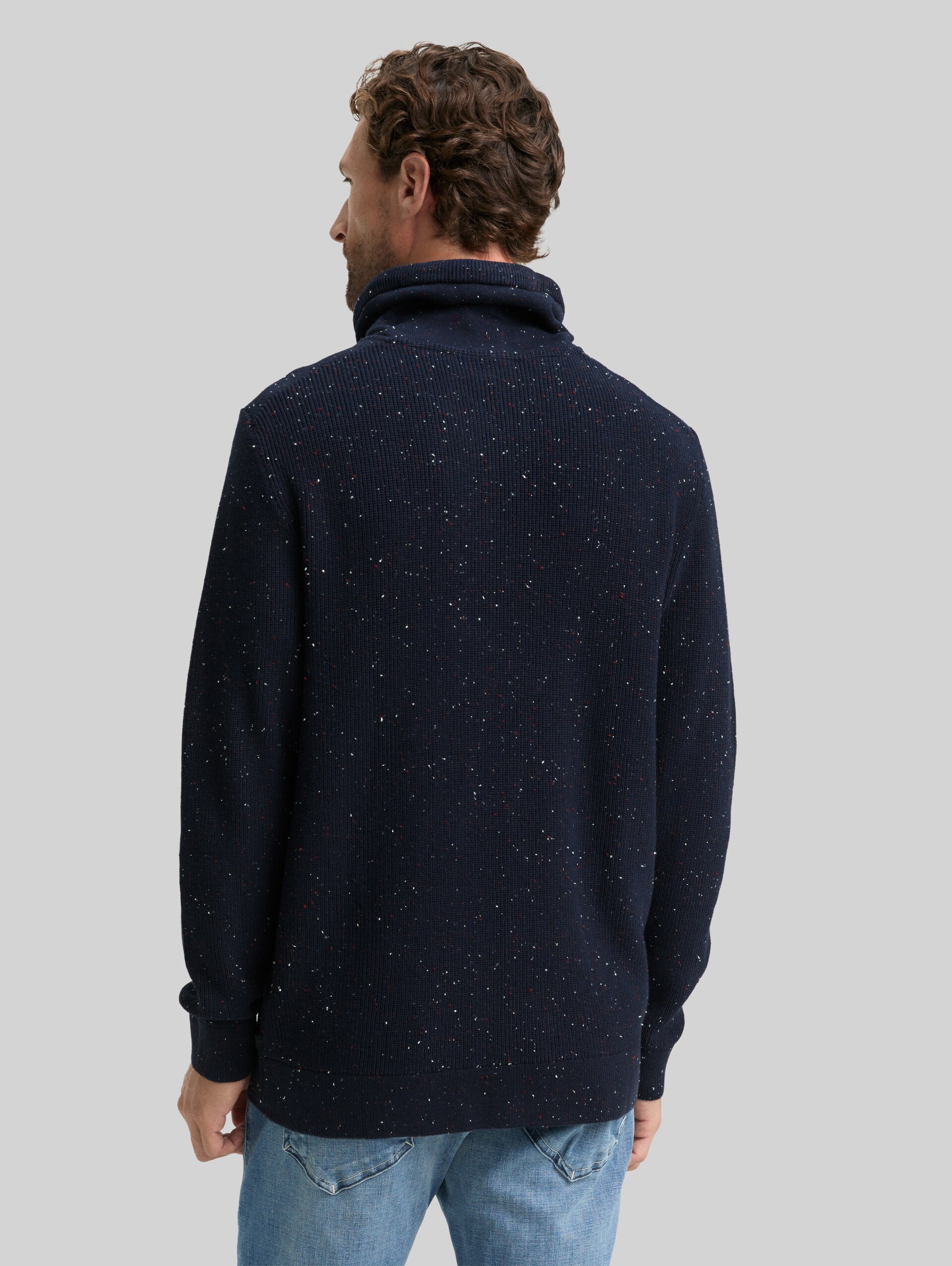 Snood Strickpullover in Melange-Optik - navy melange neps