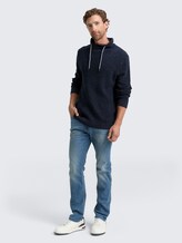 Snood Strickpullover in Melange-Optik - navy melange neps - Model-Vorderansicht