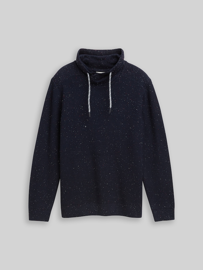 Snood Pull en maille aspect chiné par Men, navy melange neps