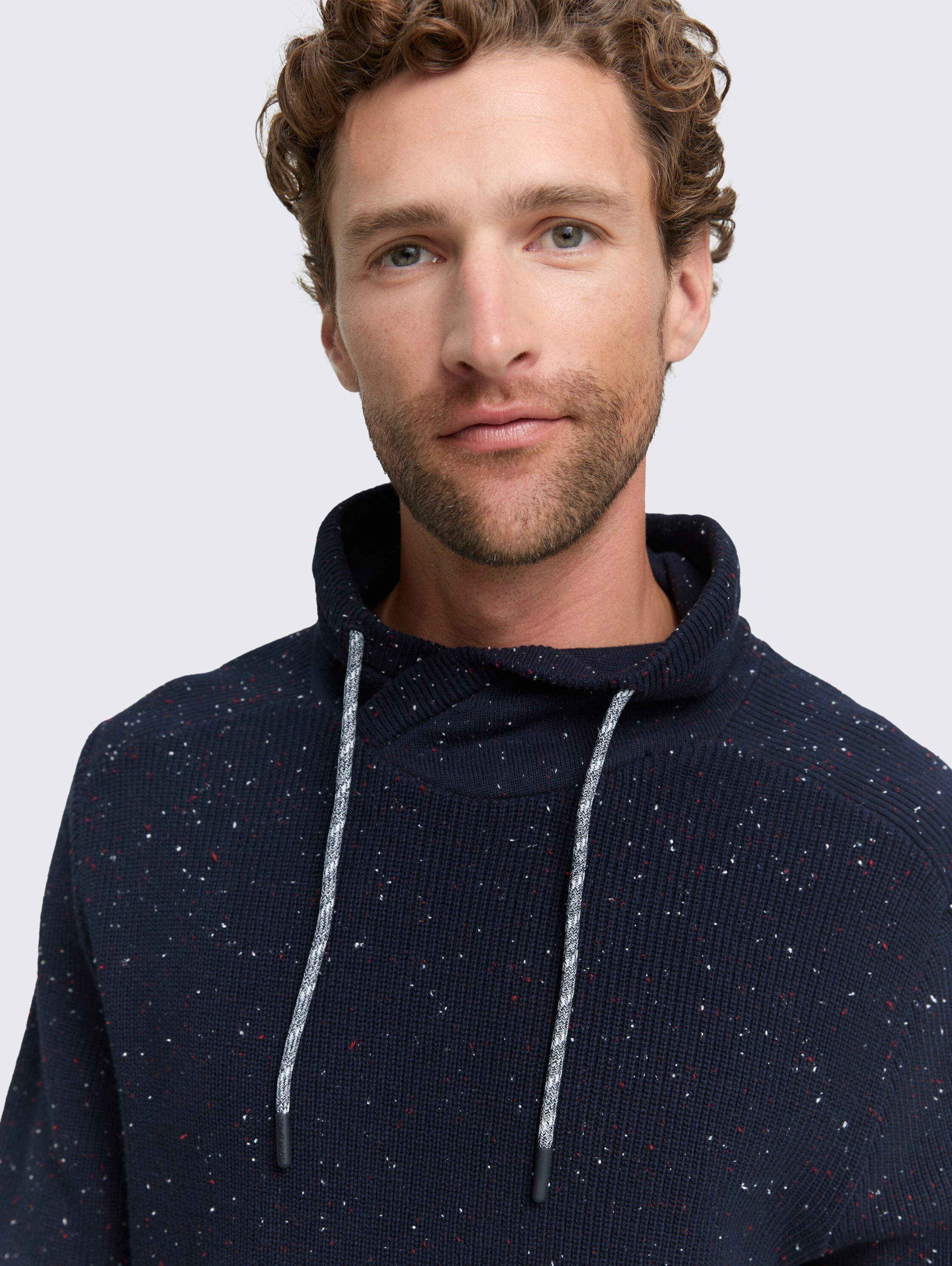 Snood Gebreide trui in gemêleerde look - navy_melange_neps - 