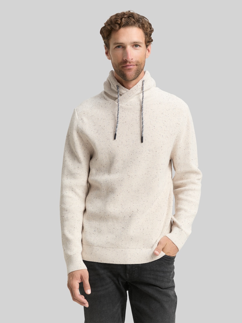 Snood Strickpullover in Melange-Optik von Men, offwhite melange neps
