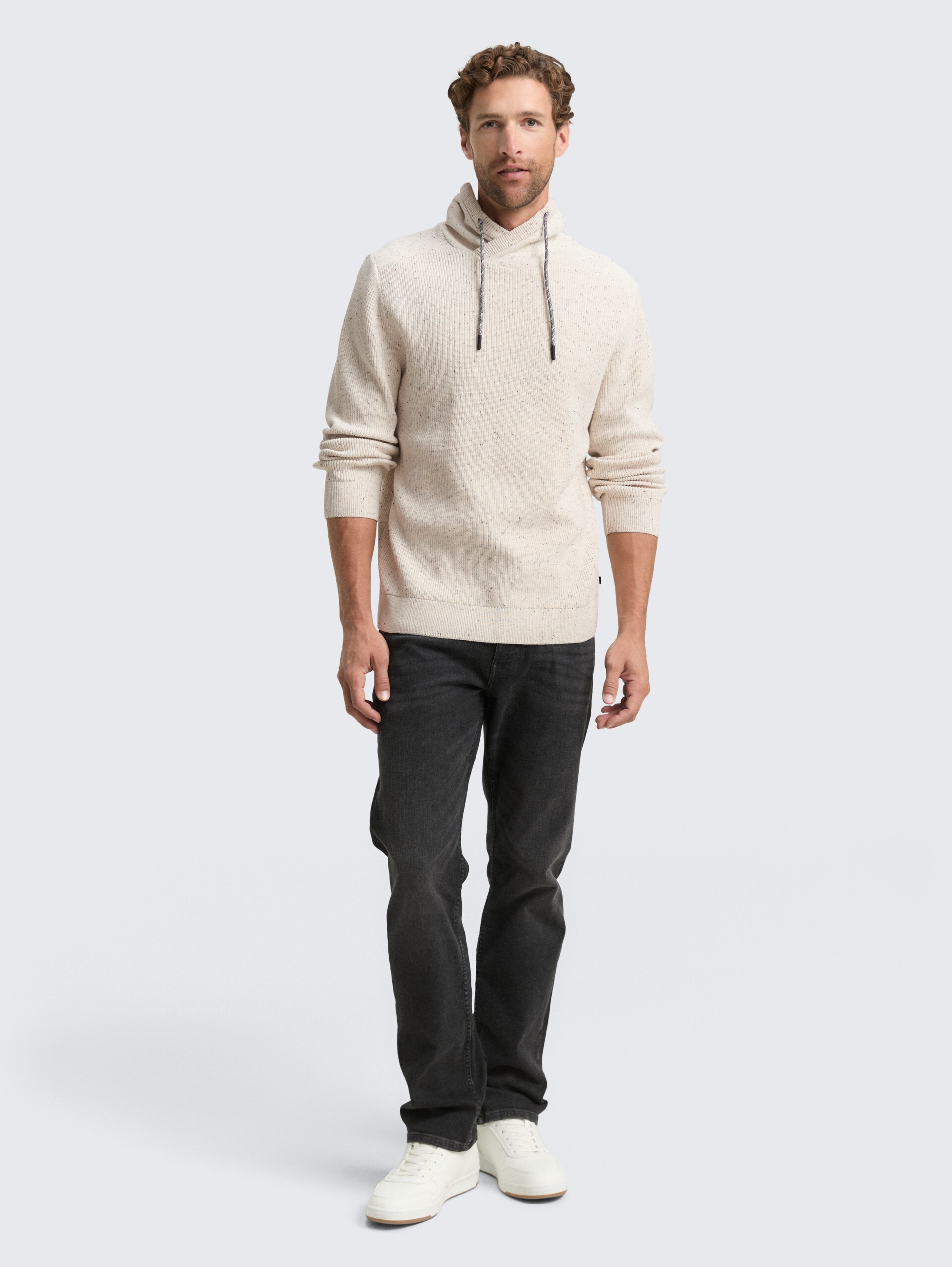 Snood Strickpullover in Melange-Optik - offwhite melange neps - Model-Vorderansicht