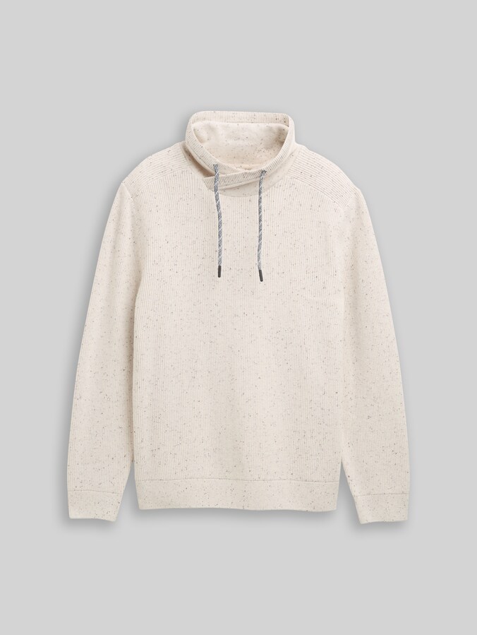 Snood Strickpullover in Melange-Optik von Men, offwhite melange neps