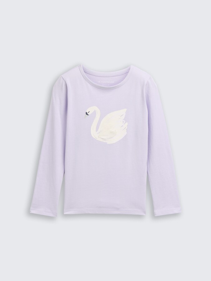 Shirt met lange mouwen en print door Mini Girls, light lavender