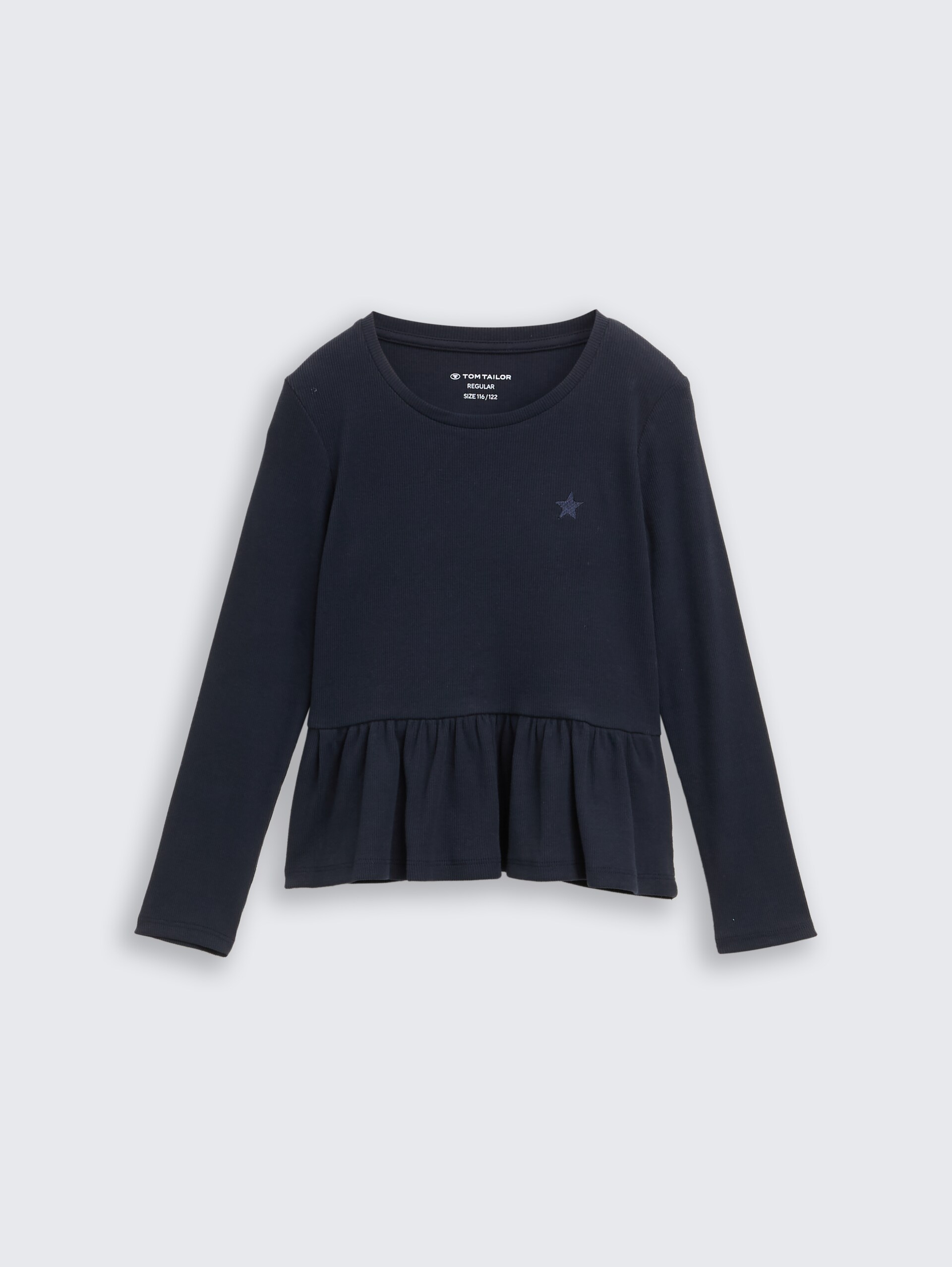 Ripp Langarmshirt mit Stickerei - sky captain blue - Vorder-Produkt-Ansicht