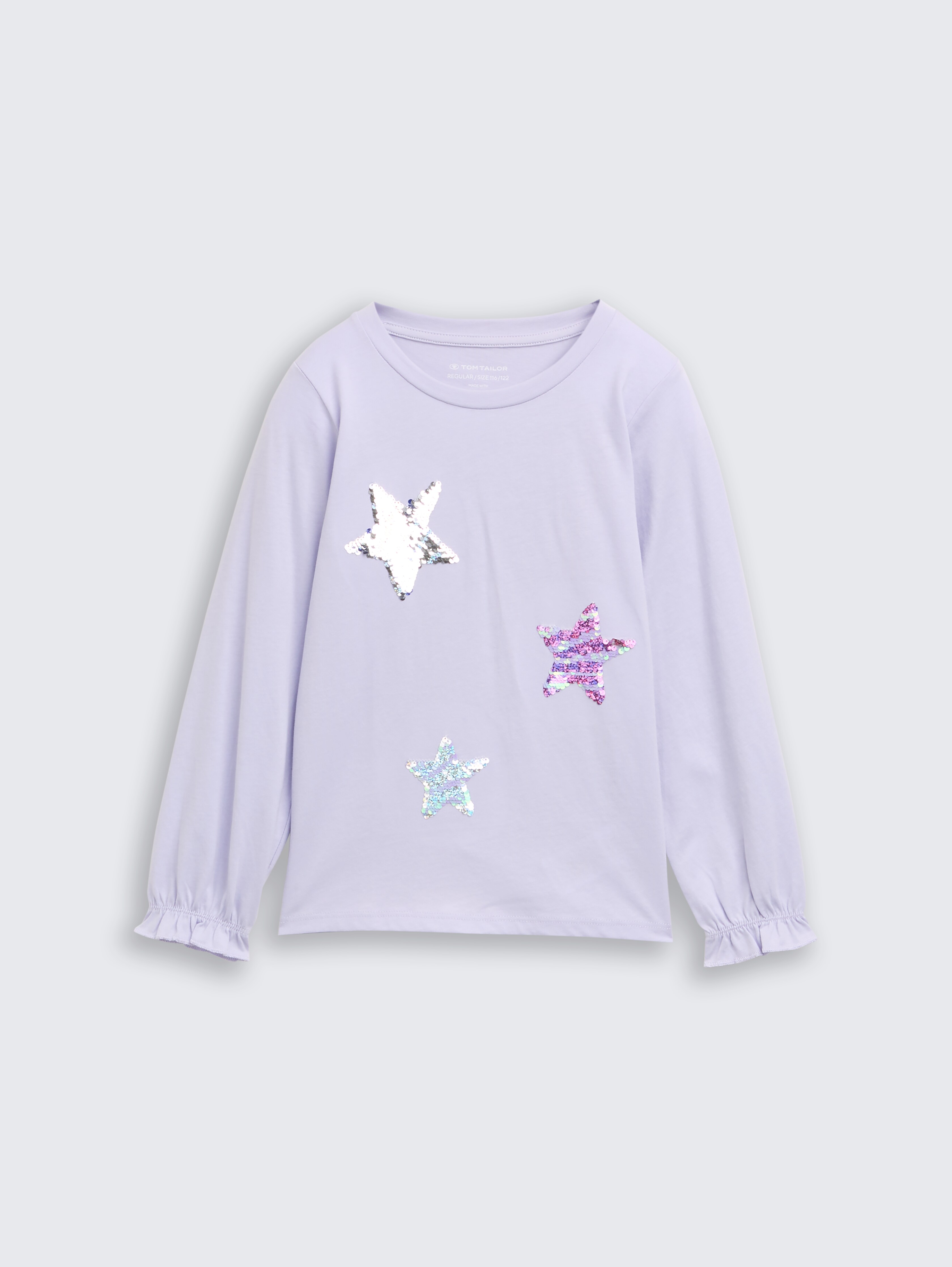 Langarmshirt mit Wendepailletten von Mini Girls, light lavender