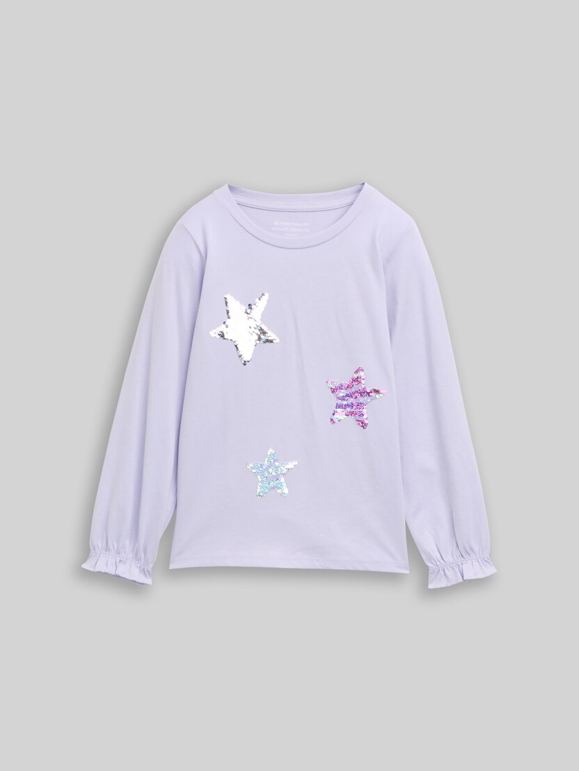 Langarmshirt mit Wendepailletten von Mini Girls, light lavender