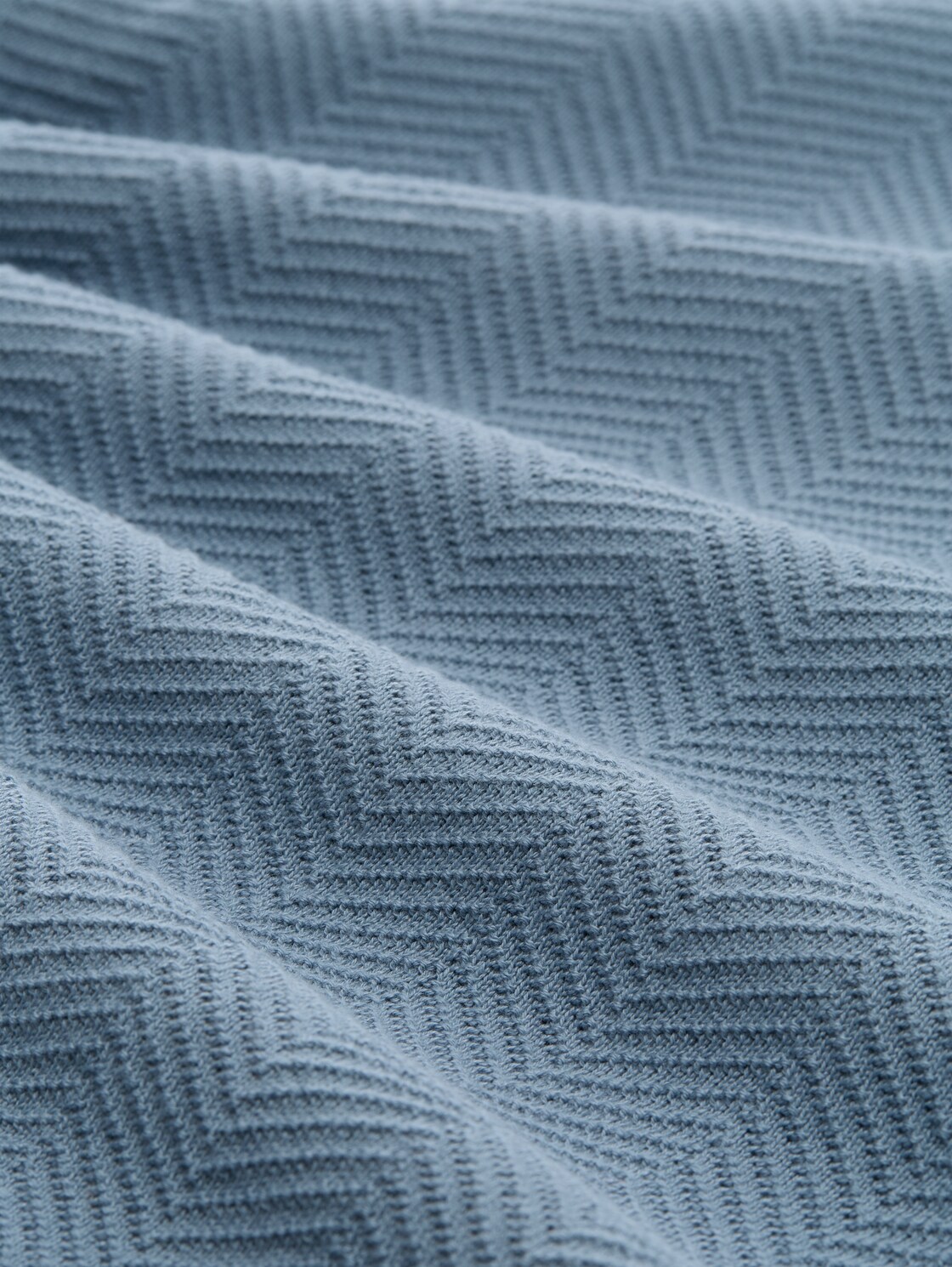 Troyer Strickpullover mit Fischgrät-Struktur - faded denim blue - Material-Ansicht