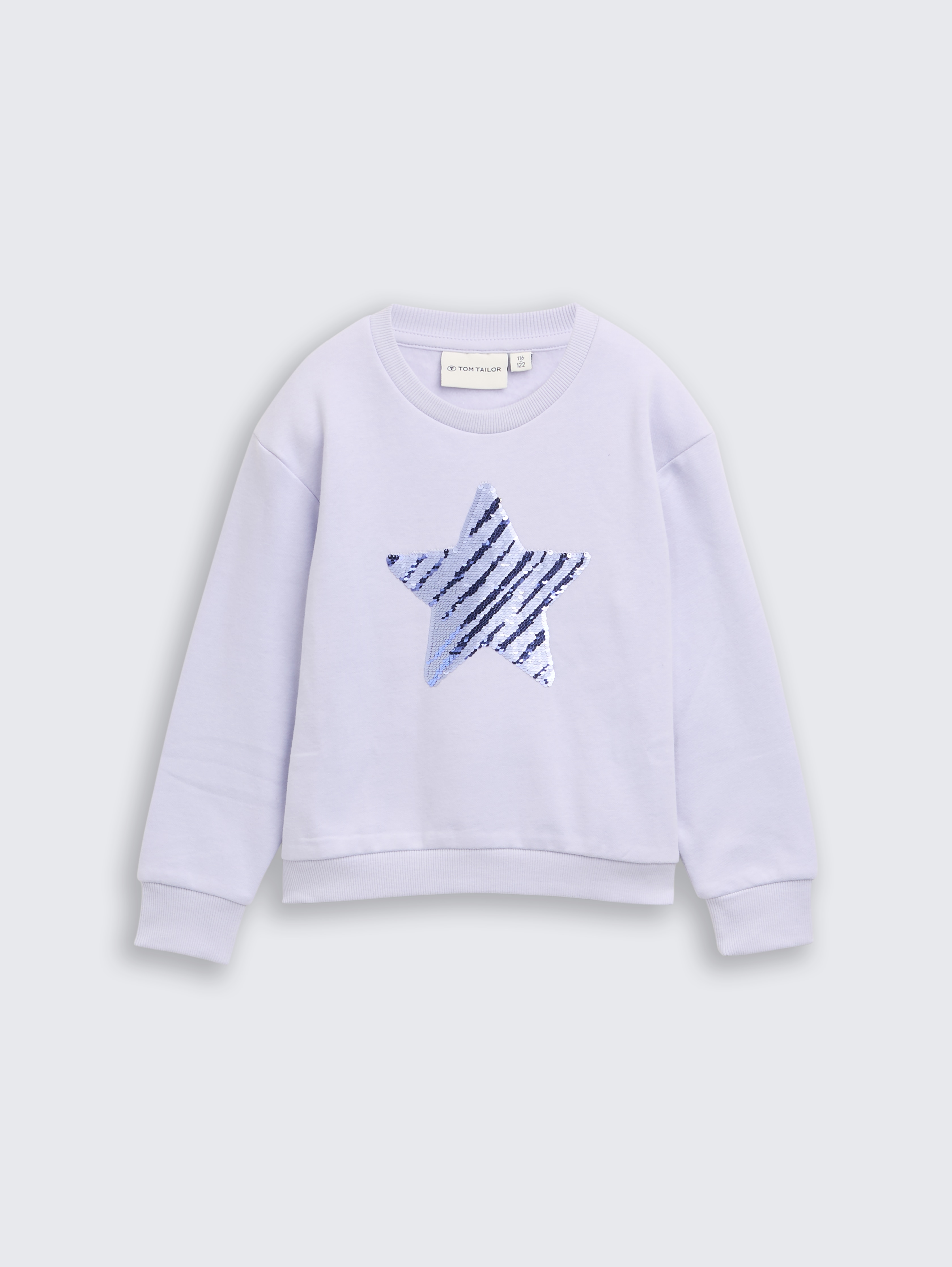 Cropped Sweatshirt mit Wendepailletten von Mini Girls, light lavender
