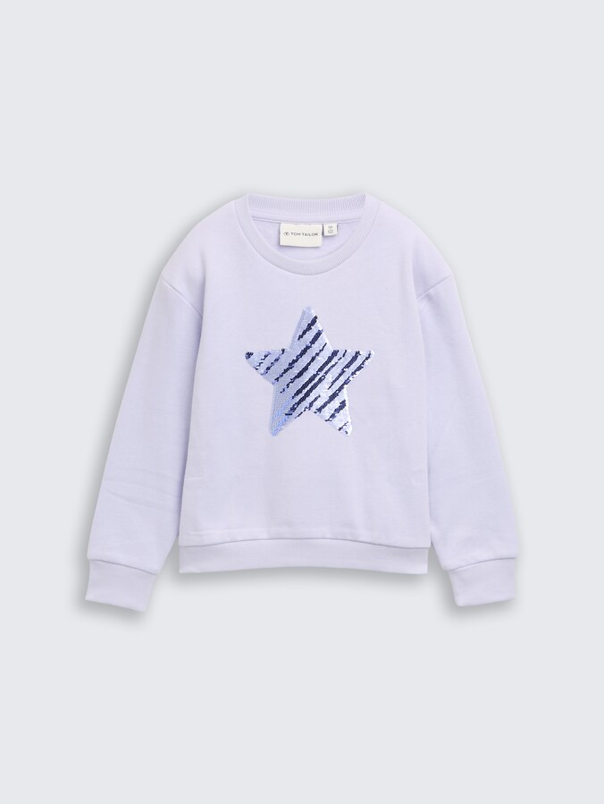 Cropped sweatshirt met omkeerbare pailletten door Mini Girls, light lavender