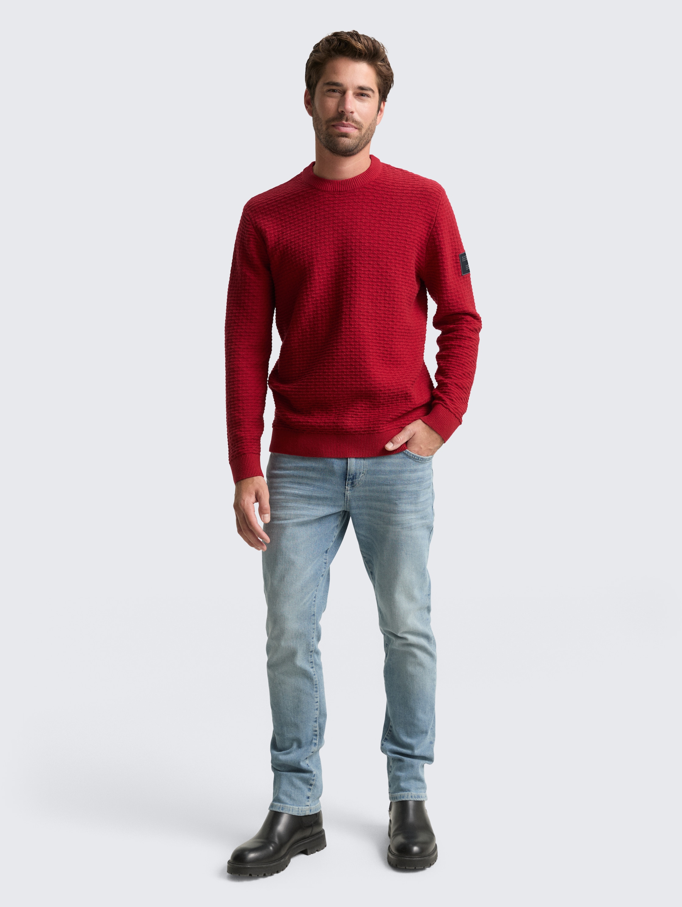 Knitted jumper with round neck - coach_red - 