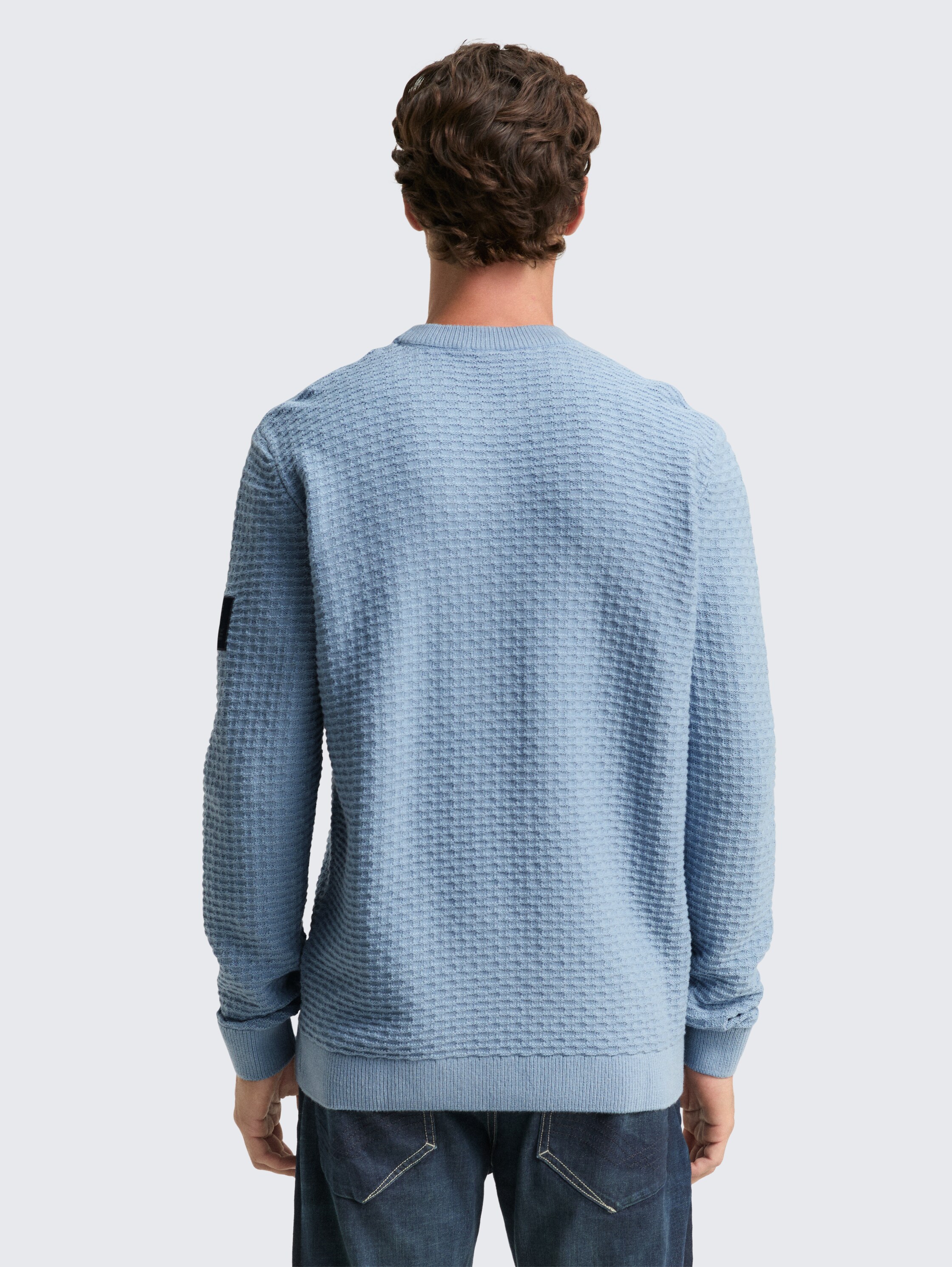 Gebreide trui met ronde hals - faded_denim_blue - 