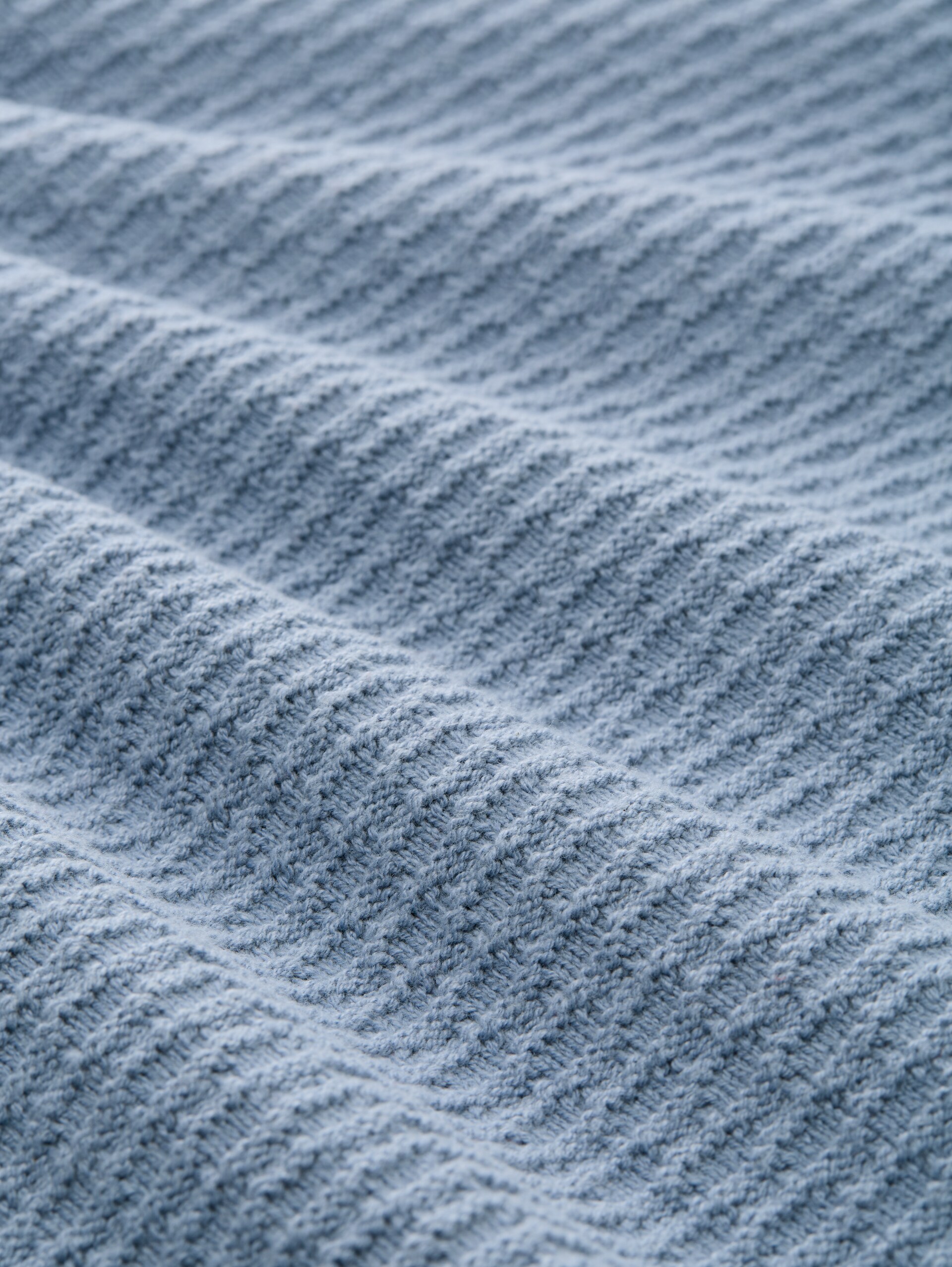 Strickpullover mit Rundhalsausschnitt - faded denim blue - Material-Ansicht