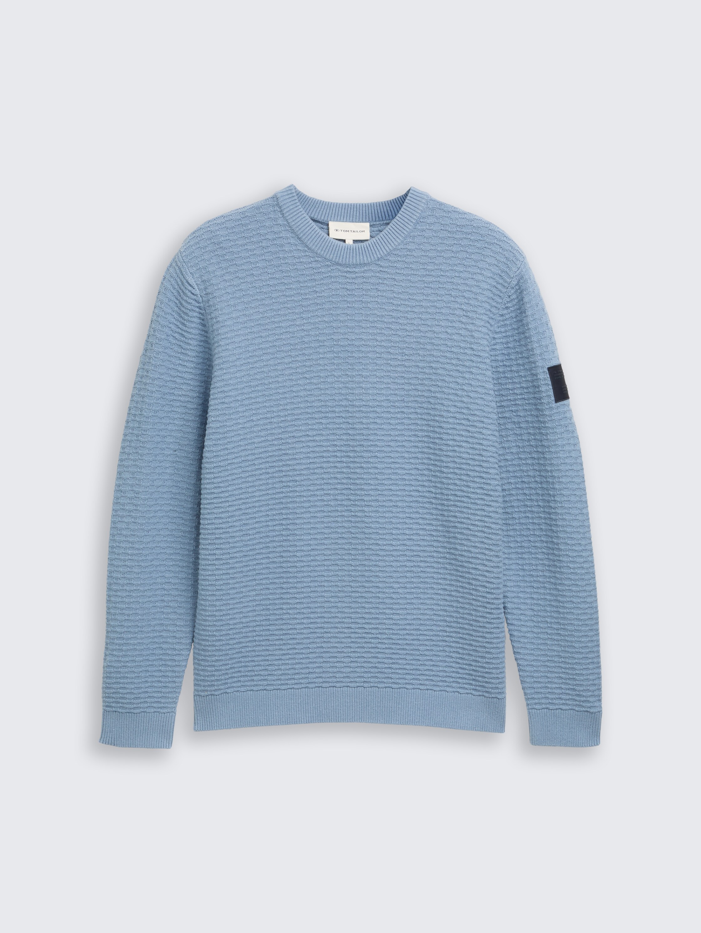 Gebreide trui met ronde hals - faded_denim_blue - 