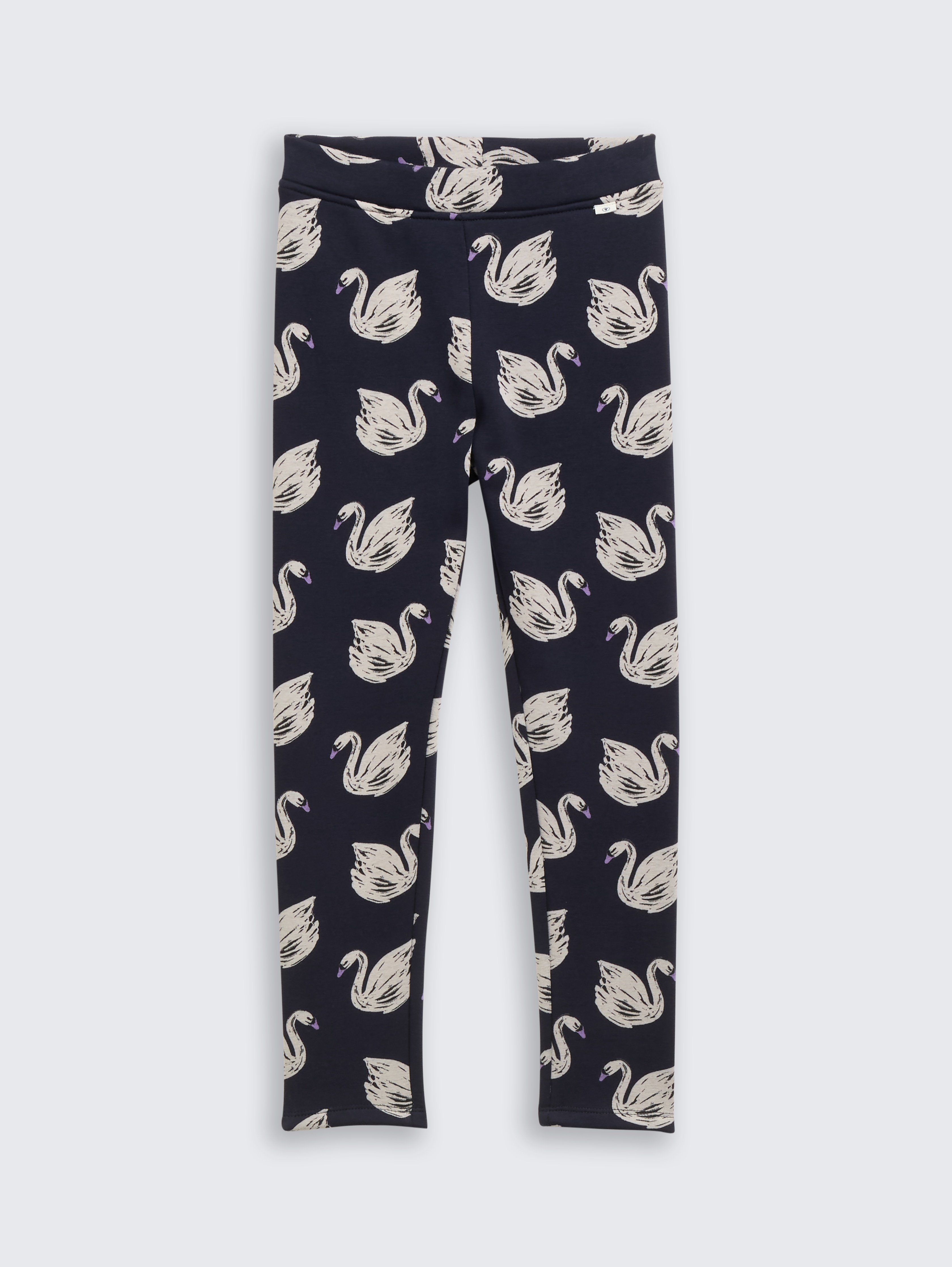 Leggings mit weichem Innenfutter von Mini Girls, dark blue swan print