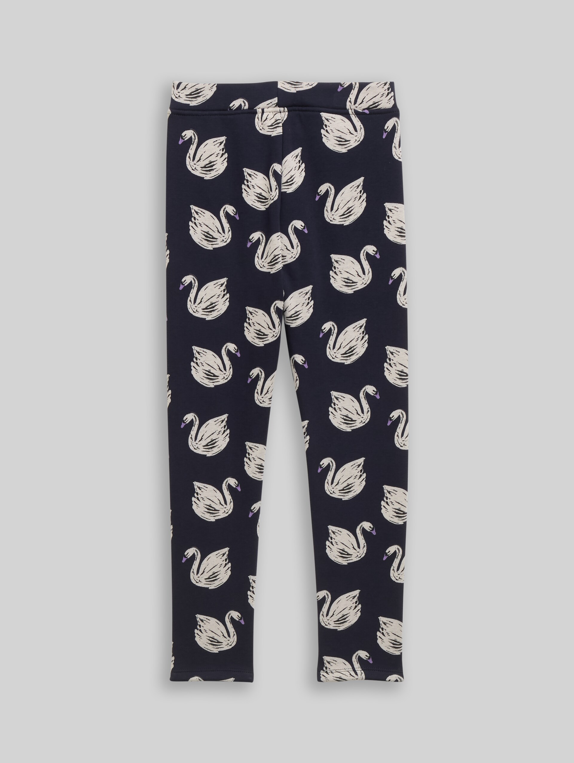 Leggings with soft lining - dark blue swan print
