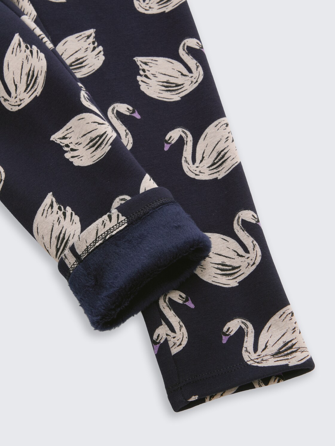Leggings mit weichem Innenfutter - dark blue swan print