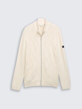 Strickjacke mit Zopfmuster - Gardenia White