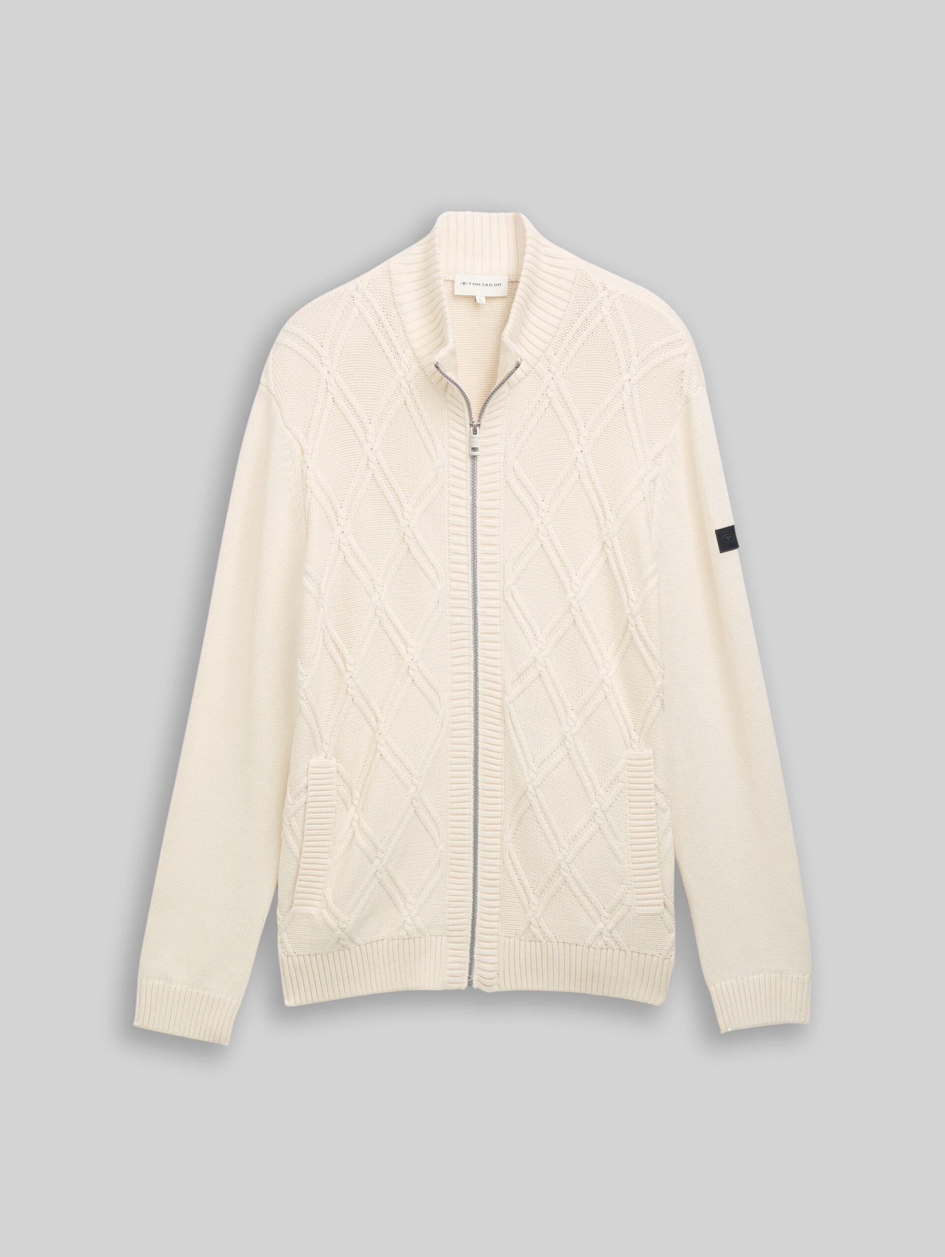 Strickjacke mit Zopfmuster - Gardenia White
