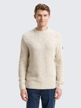 Strickpullover mit Strukturmix - offwhite melange multi neps - Ausschnitt Model-Vorderansicht