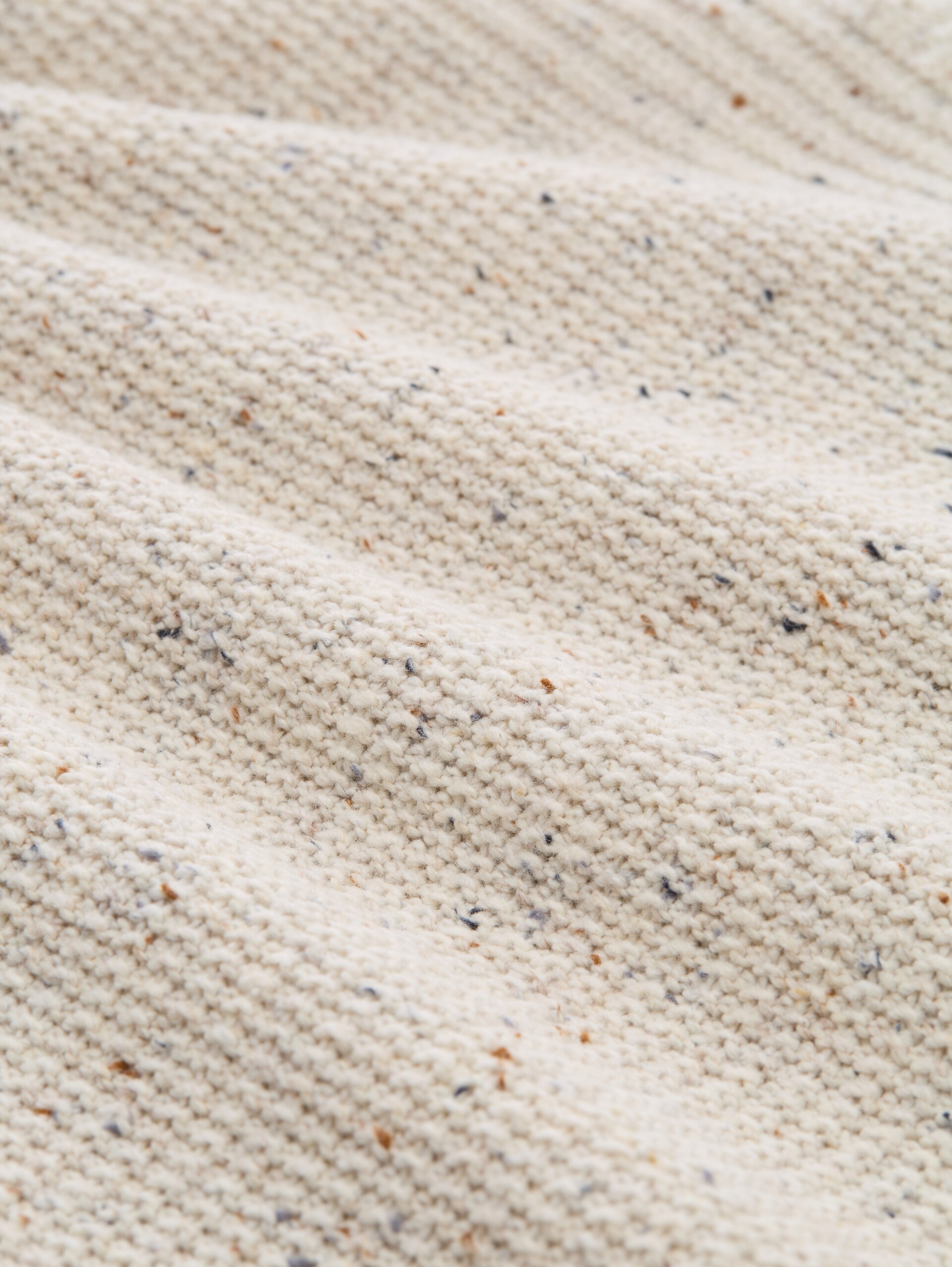 Knitted jumper with mixed textures - offwhite melange multi neps - Material view