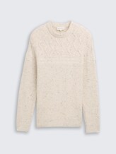Strickpullover mit Strukturmix - offwhite melange multi neps