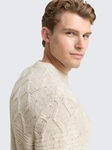 Strickpullover mit Strukturmix - offwhite melange multi neps - Detail-Model-Ansicht