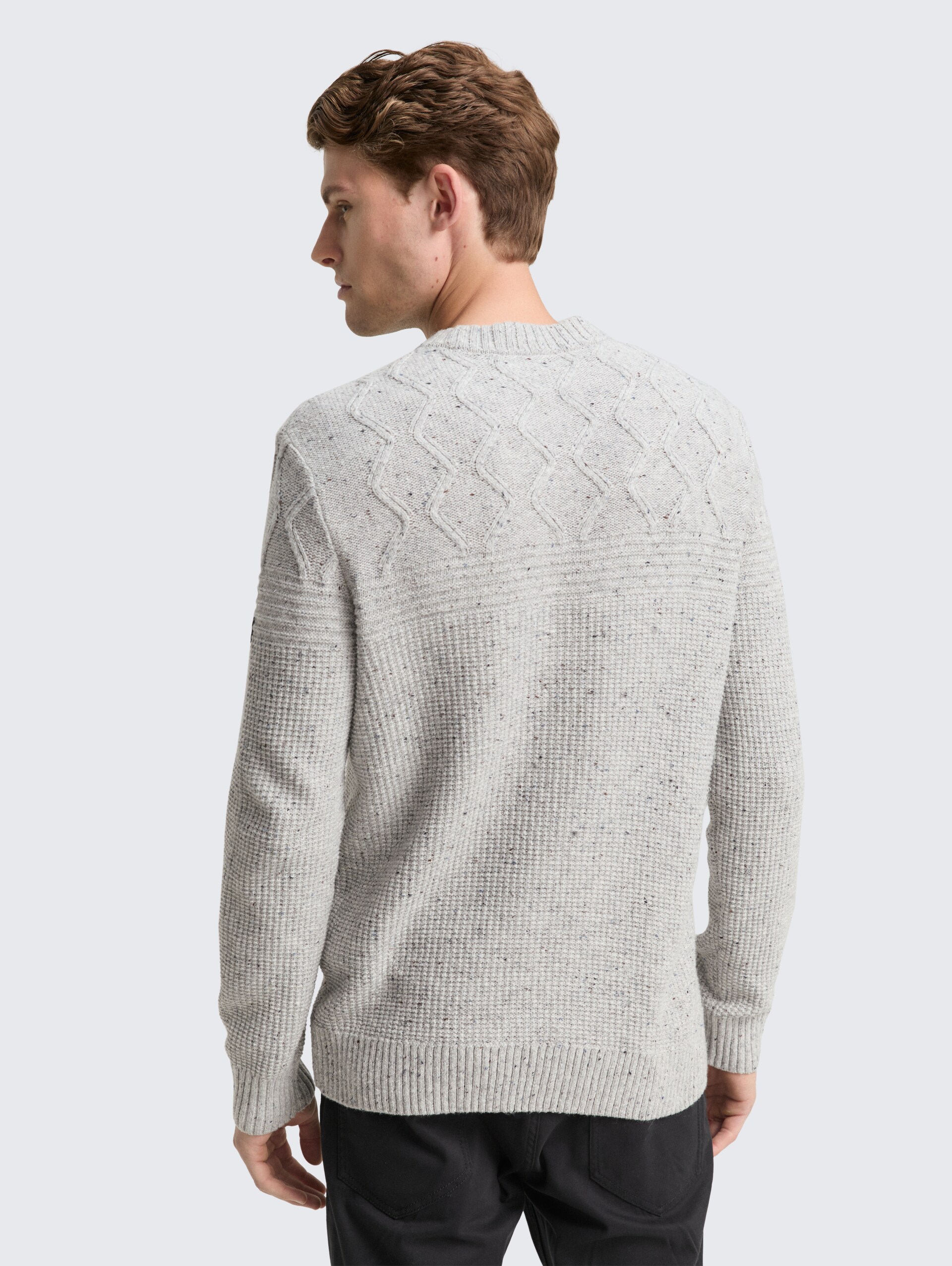 Strickpullover mit Strukturmix - grey melange multi neps