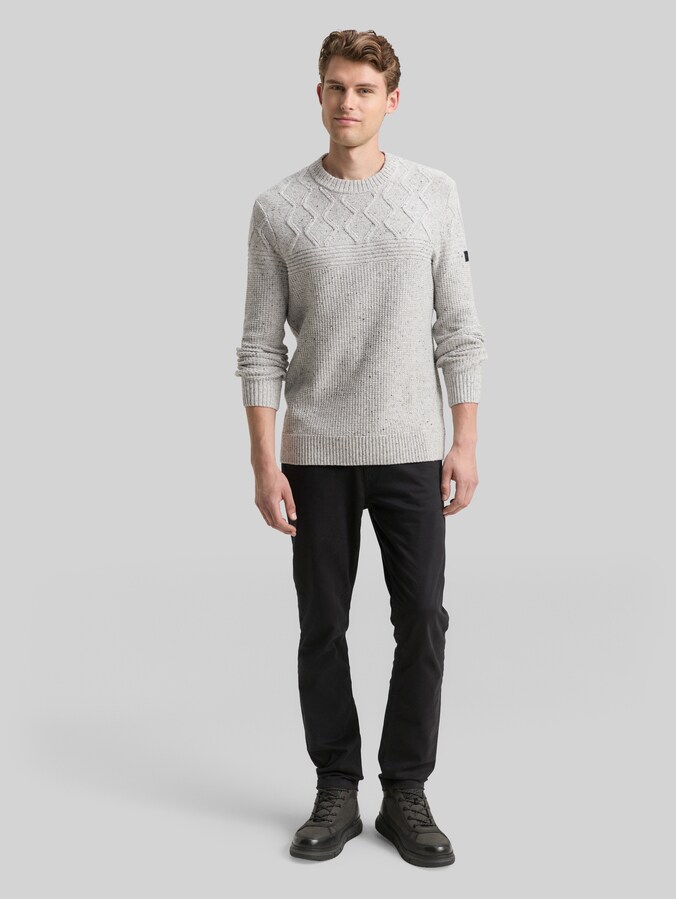 Pull en maille avec mélange de textures par Men, grey melange multi neps