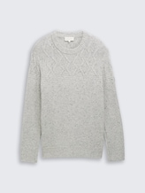 Knitted jumper with mixed textures - grey melange multi neps