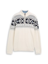 Ausgewählt, Fair-Isle Troyer Strickpullover von Tom Tailor, weiß