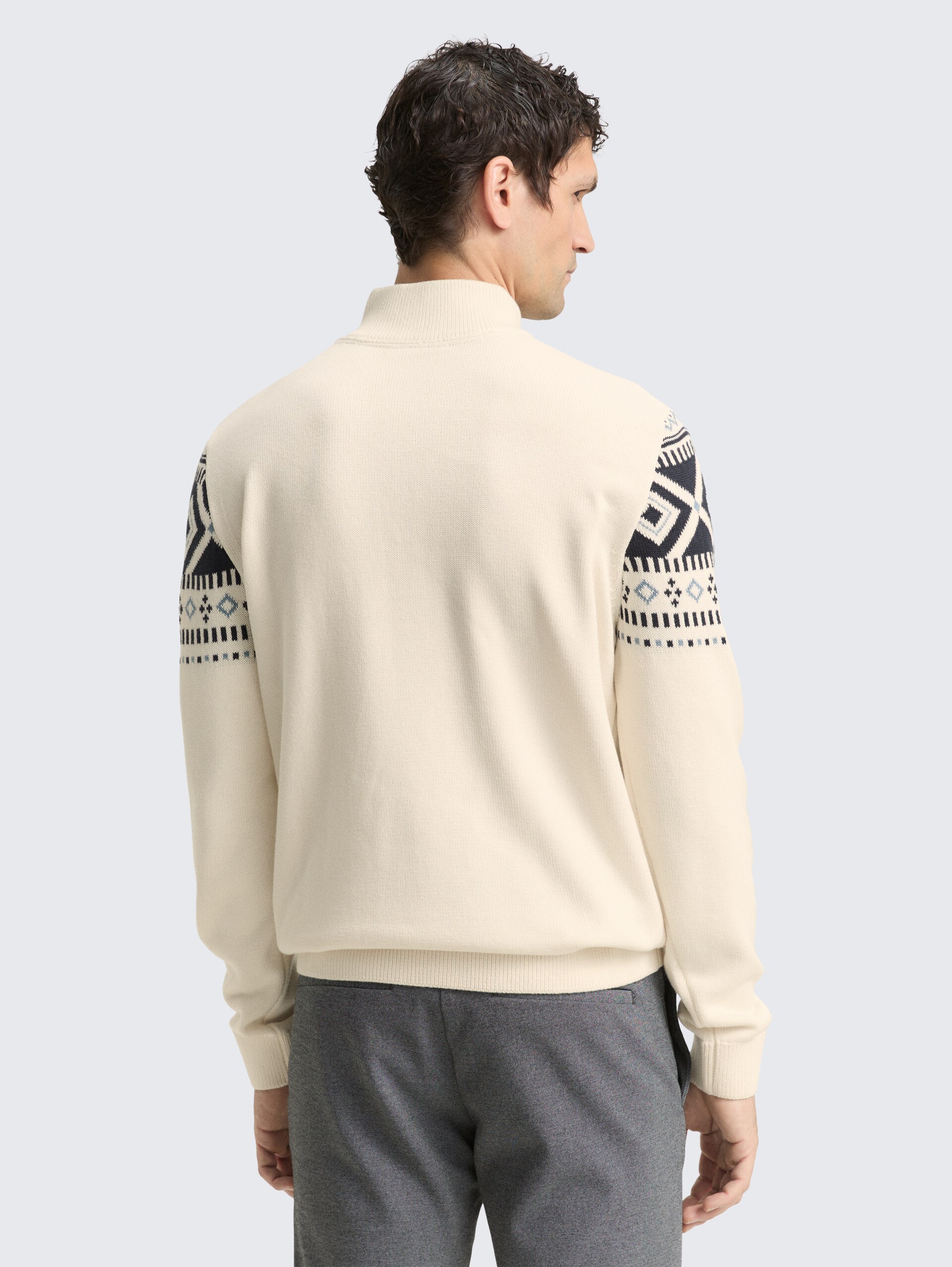 Fair-Isle Troyer Strickpullover - offwhite fair isle design